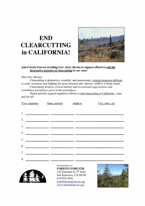 End Clearcutting in California petition
