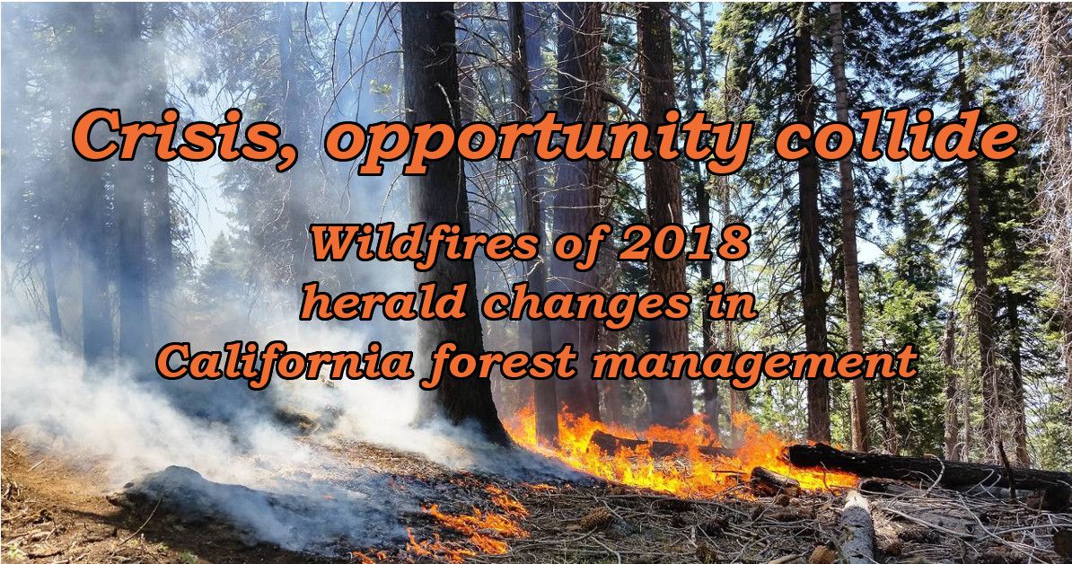 Crisis and opportunity collide. Wildfires of 2018 herald changes in California forest management